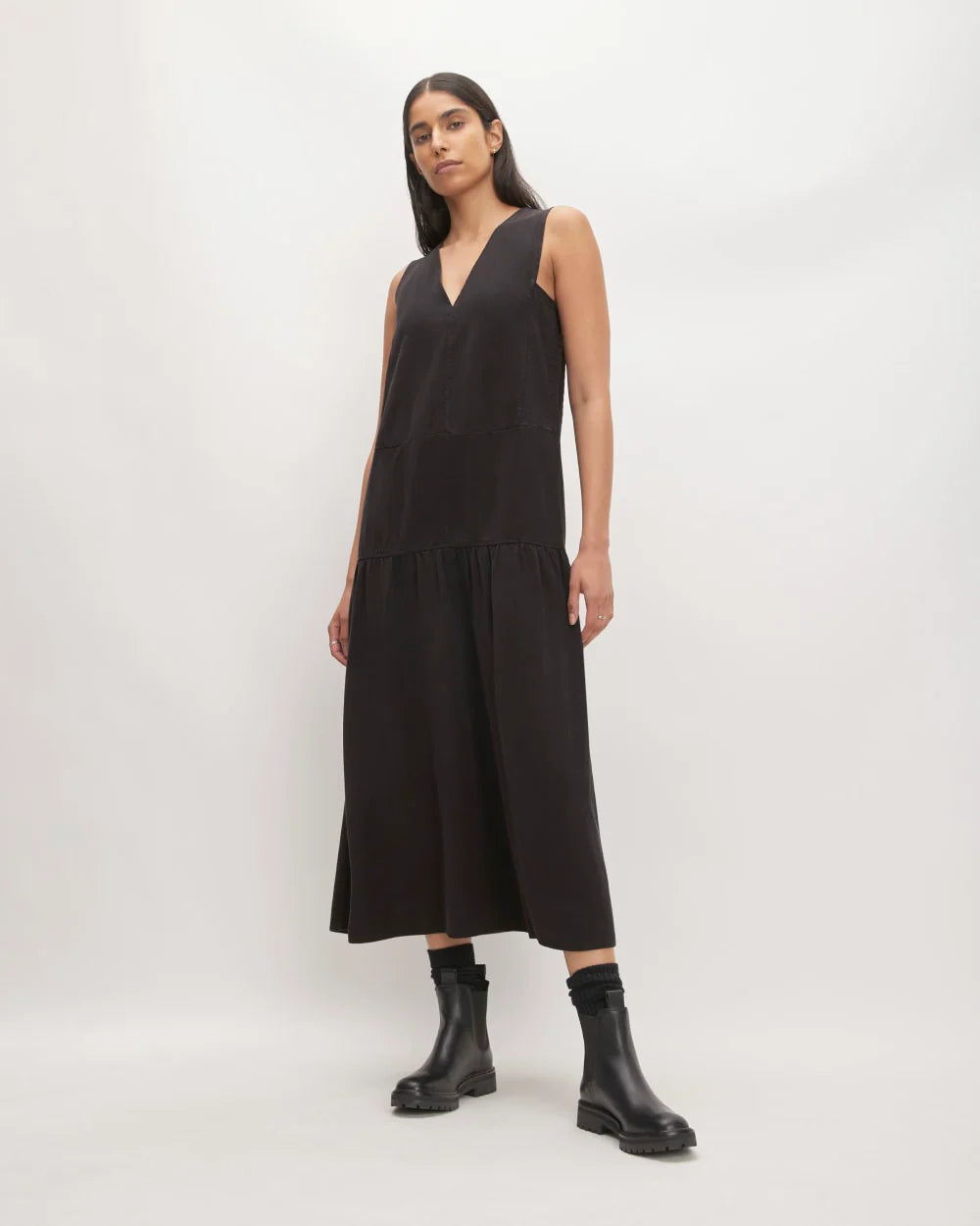 The TENCEL™ V-Neck Dress | Black