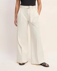 The Pleated Wide-Leg Chino | Bone