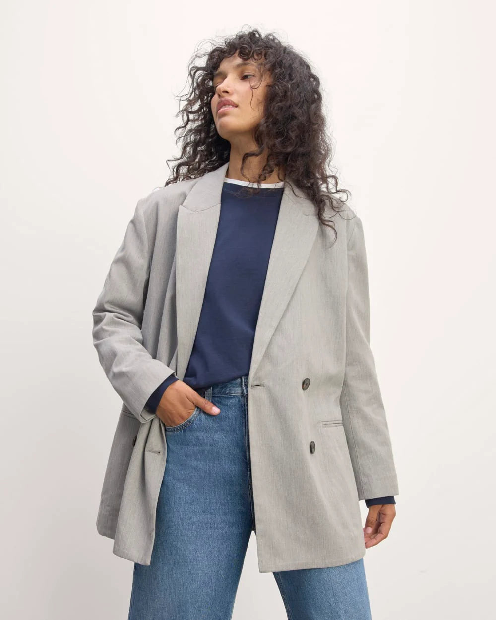 The Double-Breasted Blazer in Buttersmooth | Heather Steel