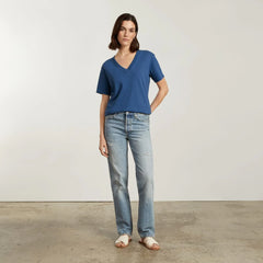 The Vintage V-Neck Hemp Tee | Deep Blue