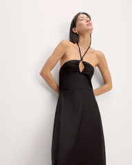 The Linen Halter-Neck Dress | Black