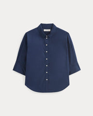 Cuff Detail Shirt in Lightweight Cotton | Navy