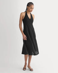 Textured Halter Midi Dress | Black