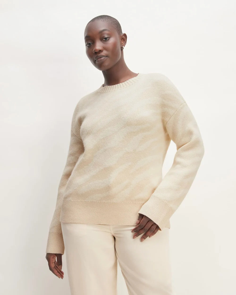 The Alpaca Tiger Jacquard Crewneck | Canvas / Snow