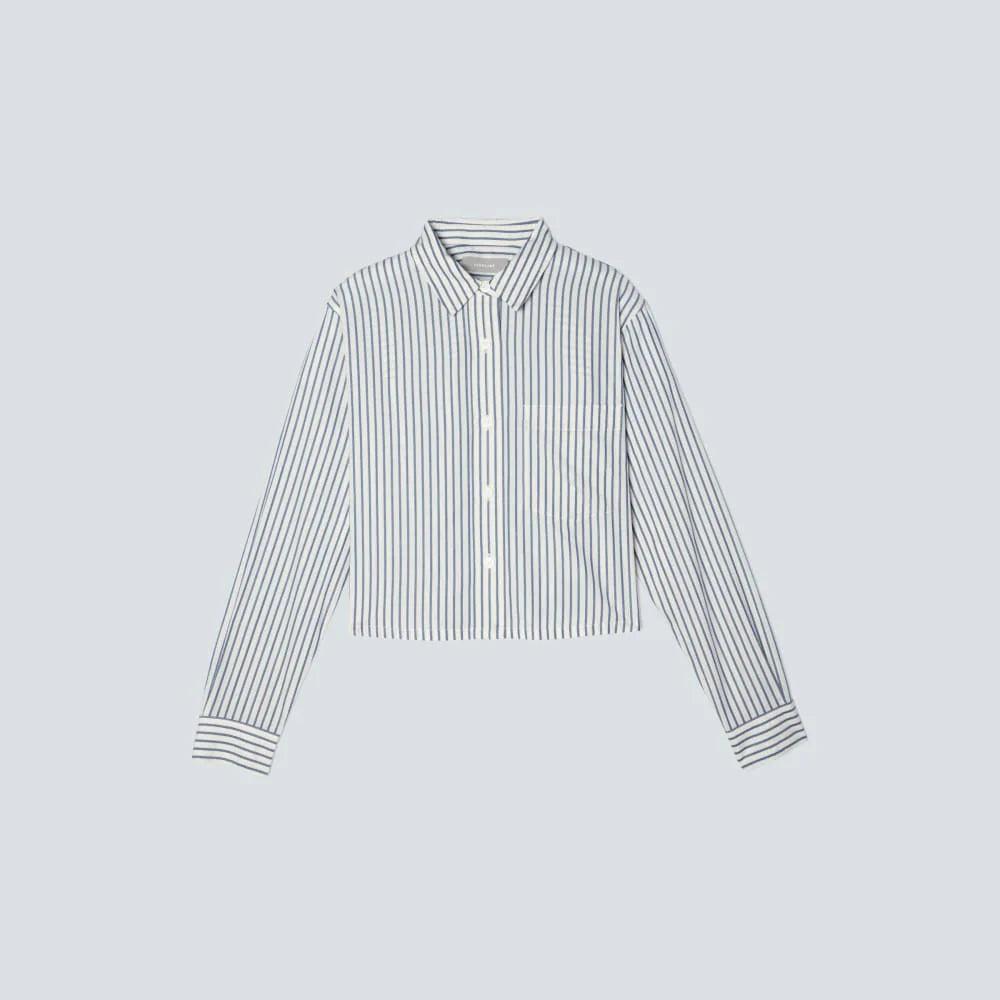 The Way-Short Shirt in Silky Cotton | Deep Blue / Canvas