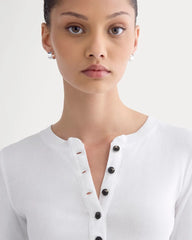 The Luxe Rib Henley | White