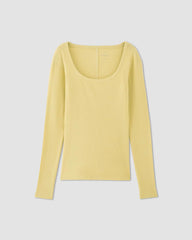 The Luxe Rib Long-Sleeve Scoop-Neck Tee | Raffia