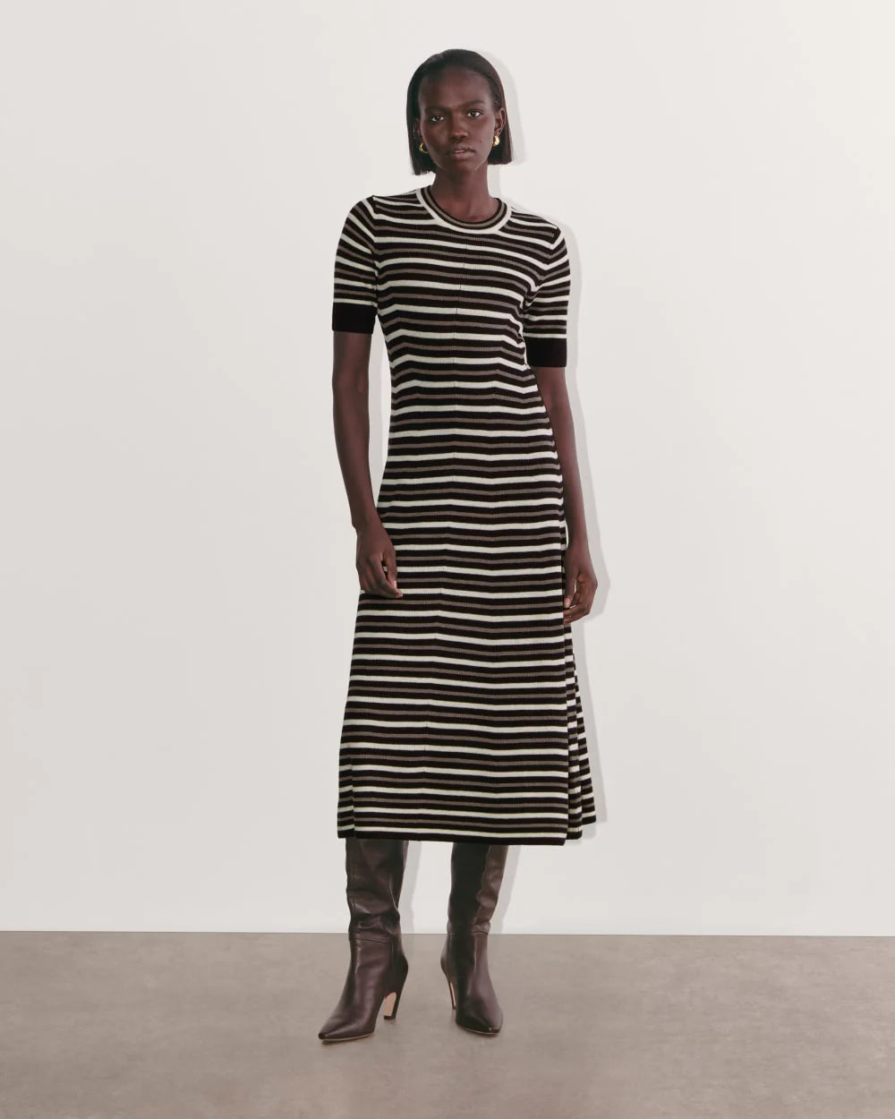 The Ribbed Sweater Dress | Taupe / Canvas / Black