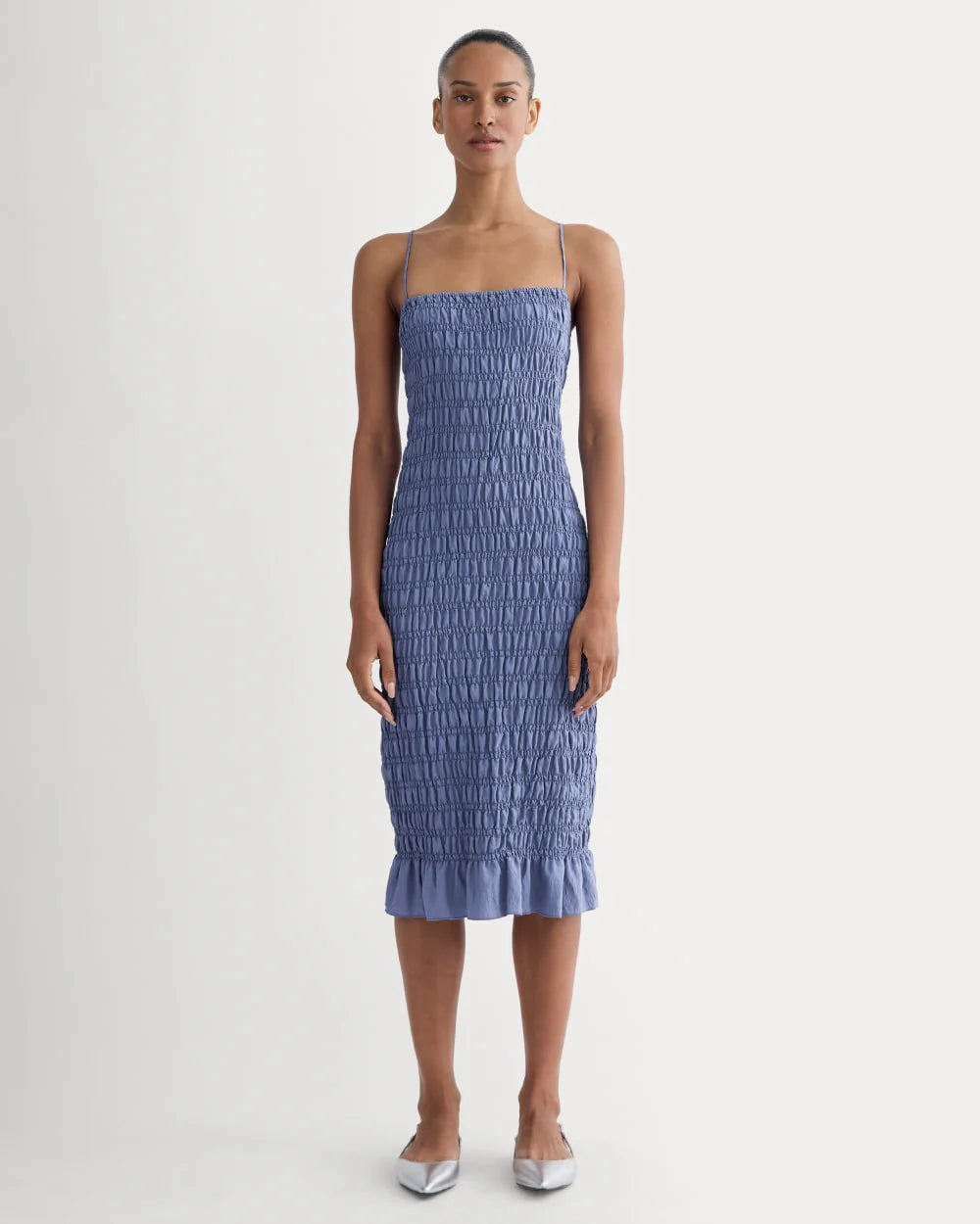 The Smocked Column Dress | Blue Dusk