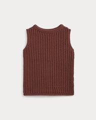 Open-Knit Tunic Vest in Elevated Cotton | Henna Red