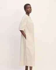 The Short-Sleeve Puff Midi Dress | Bone
