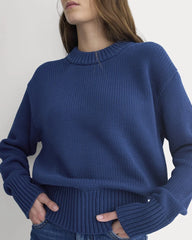 Oversized Cocoon Crew in Elevated Cotton | Estate Blue