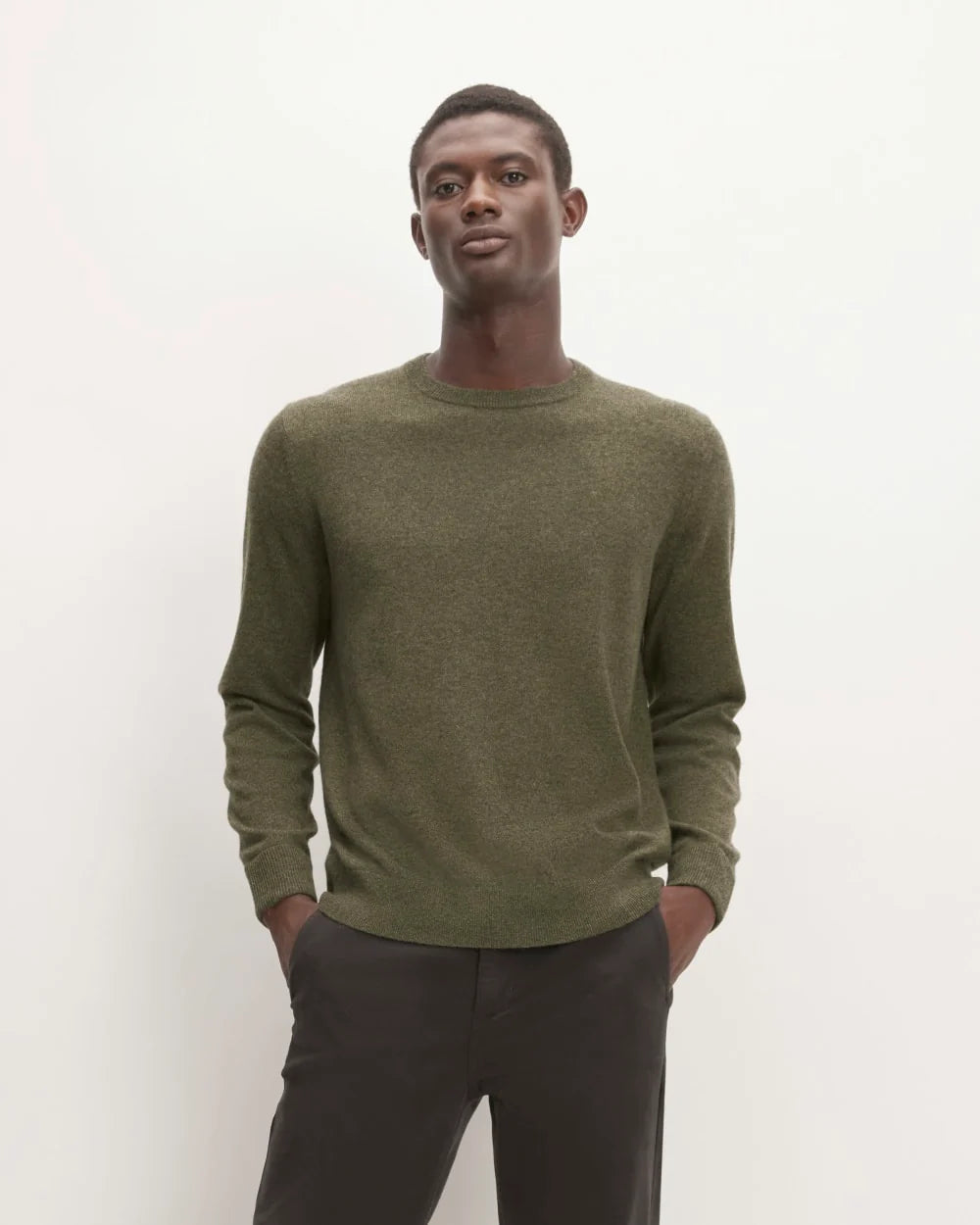 The Grade-A Cashmere Crew | Heathered Army Green