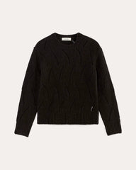 The Pointelle Sweater in Cloud | Black