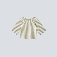 The Seersucker Gathered Tee | Nutria / Off-White