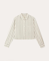 The Way-Short Shirt in Silky Cotton | Bone / Black