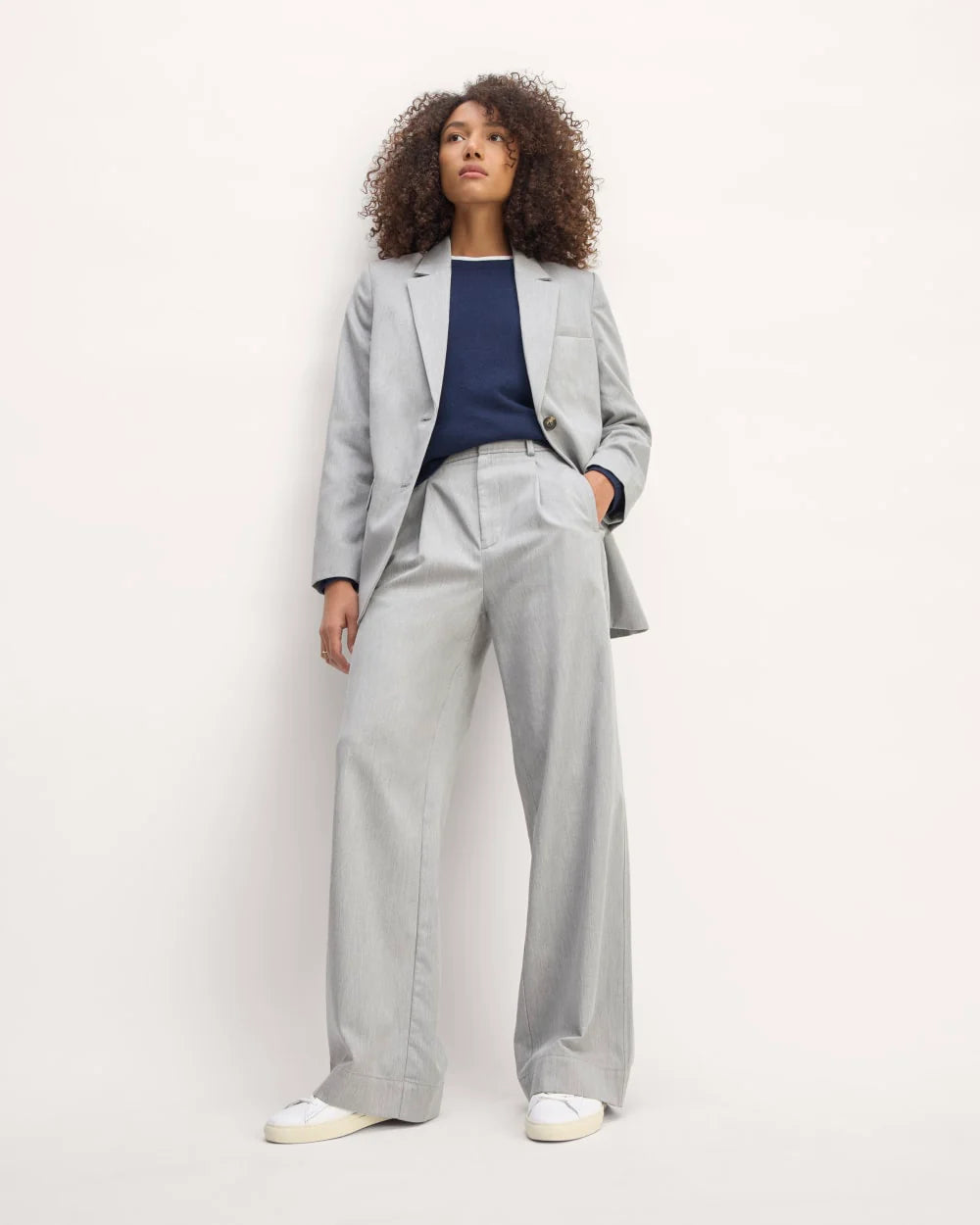 The Draper Pleated Pant in Buttersmooth | Heather Steel | 30" Inseam