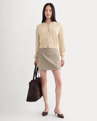 Cashmere Cropped Cardigan | Heather Light Camel