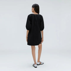 The Seersucker Puff Sleeve Dress | Black