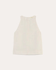 The Linen High-Neck Tank | Natural Chambray