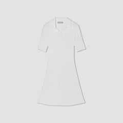 The Ribbed Short-Sleeve Polo Dress | White