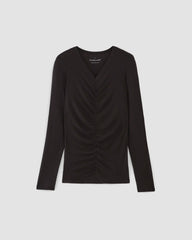 The Ruched V-Neck Tee in Butterluxe | Black
