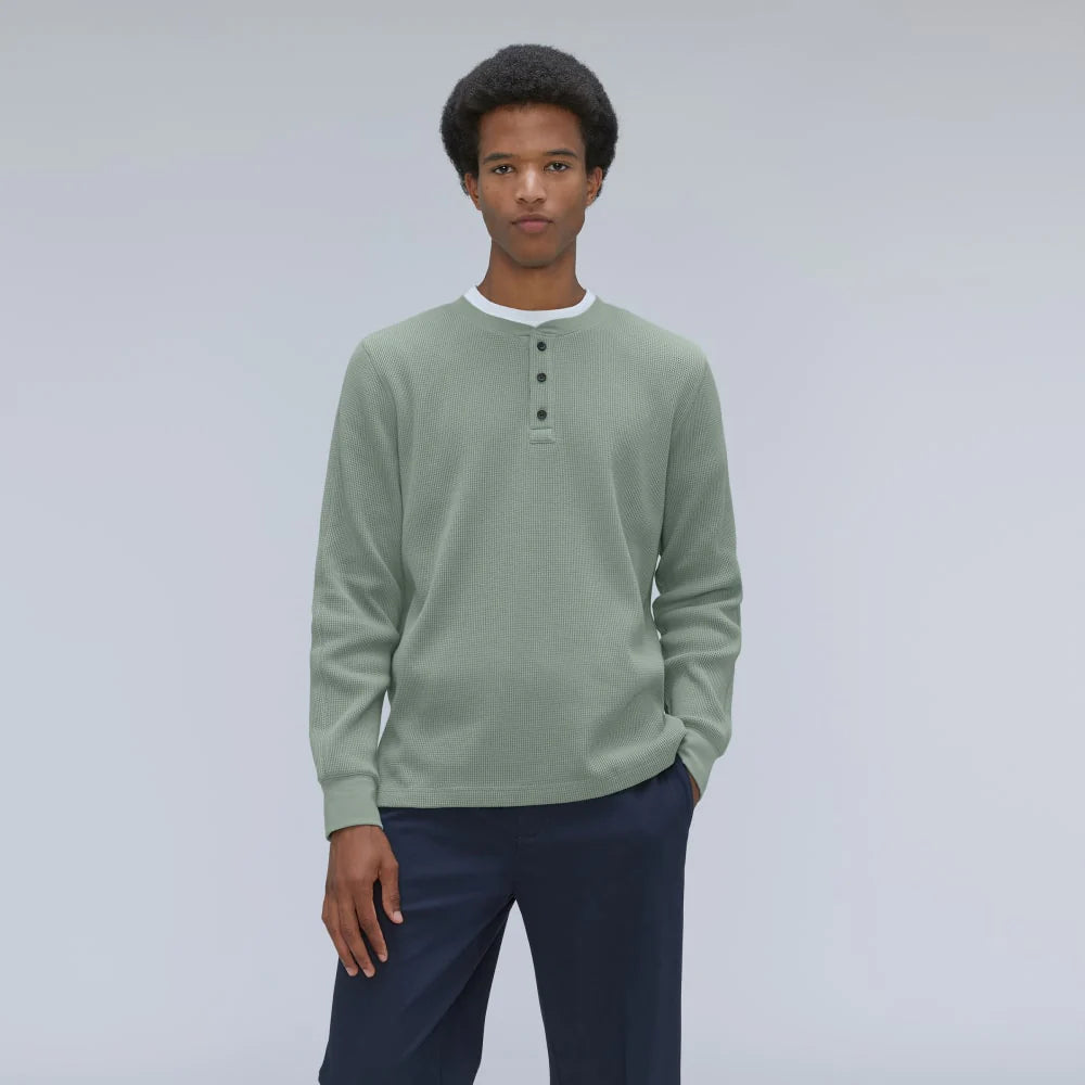 The Waffle Long-Sleeve Henley Tee | Lily Pad