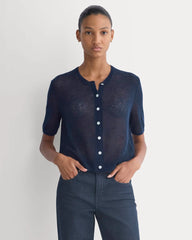 The Air Alpaca™ Short-Sleeve Cardigan | Navy