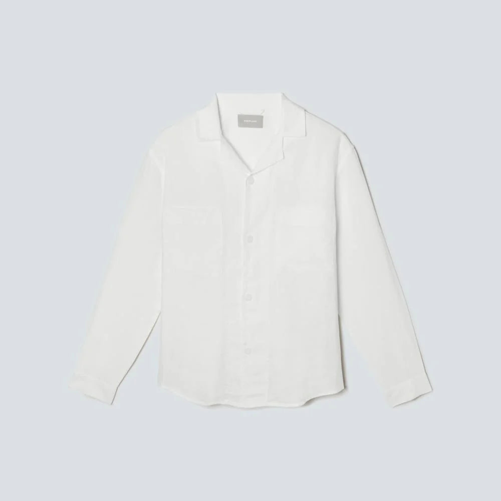 The Long Sleeve Linen Camp Shirt | White