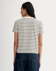 The Box-Cut Tee in Essential Cotton | Bone / Black | No Pocket