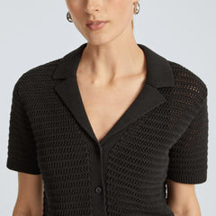 The Crochet Knit Polo | Black
