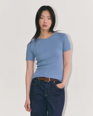 The Luxe Rib Crew | Bluebell