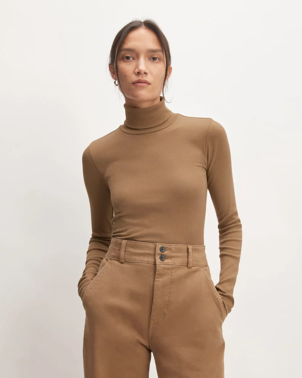 The Luxe Rib Turtleneck | Toasted Coconut
